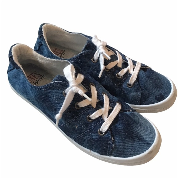 Dunes Sport Denim Lace Up Sneakers Size 7.5M - Picture 1 of 5